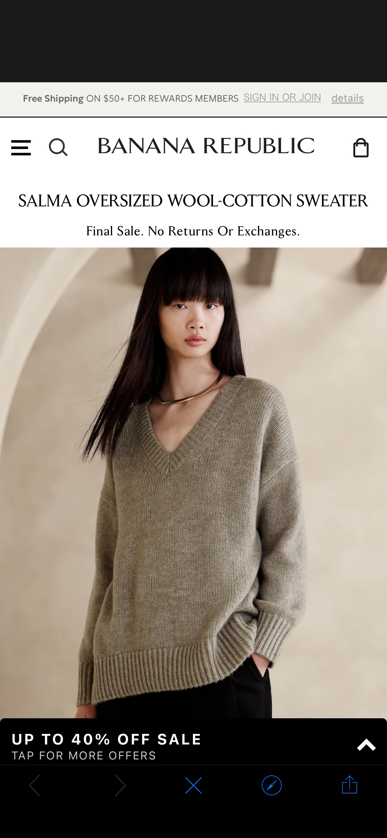 Salma Oversized Wool-Cotton Sweater | Banana Republic