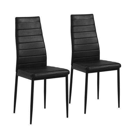 Mainstays帕森斯餐椅，2件套，黑色人造皮革