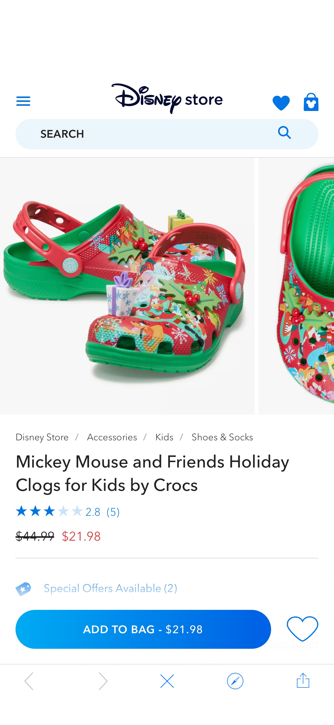 Mickey Mouse and Friends Holiday Clogs for Kids by Crocs | Disney Store折扣码：EXTRA25