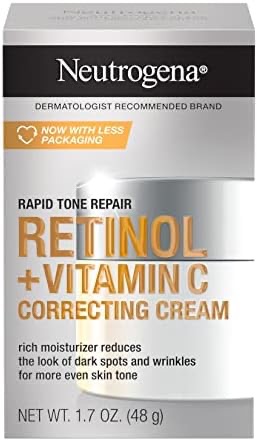 Amazon.com : Neutrogena Rapid Tone Repair Retinol + Vitamin C Correcting Cream, Tone Evening Face & Neck Cream with Retinol & Hyaluronic Acid for Dark Spots, Fine Lines & Wrinkles, 1.7 oz : Beauty & P