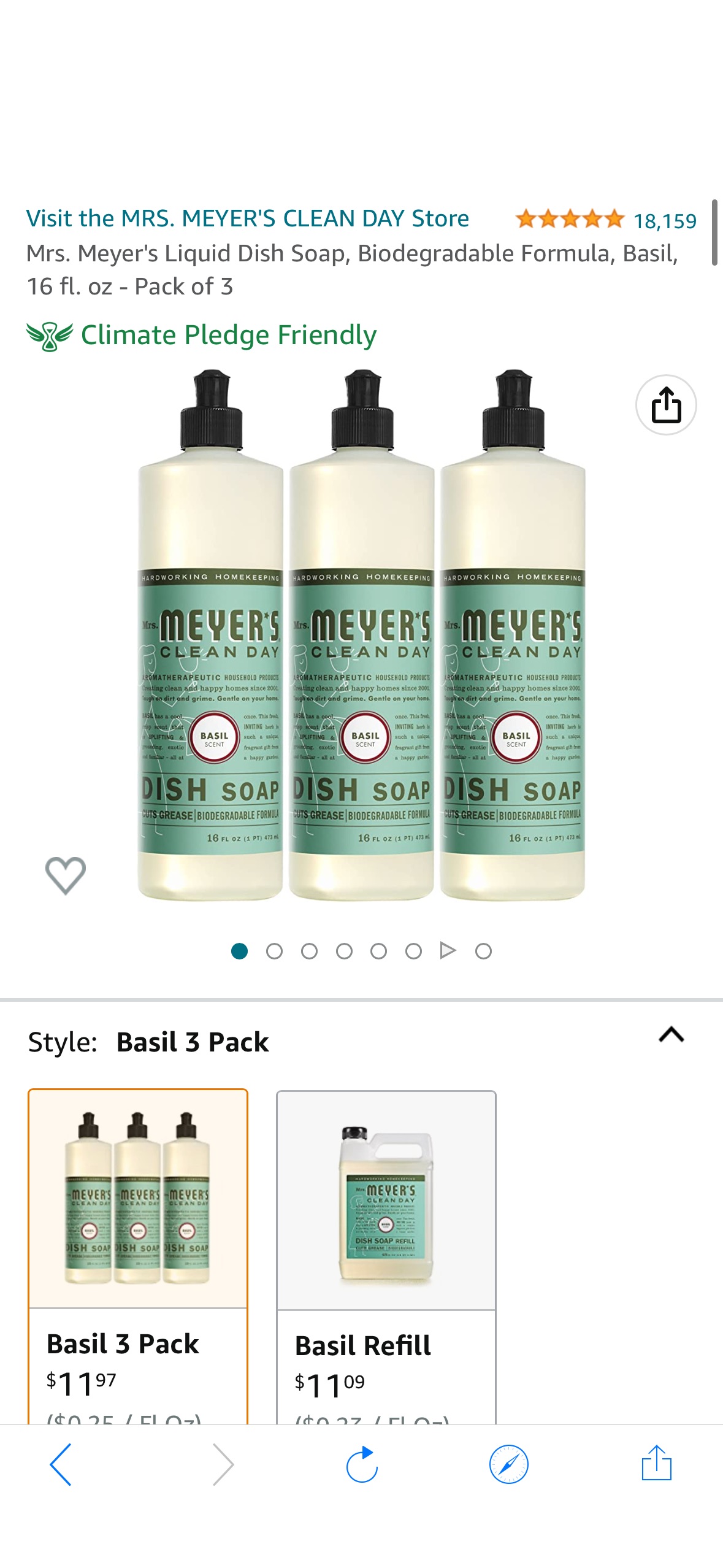Amazon.com: Mrs. Meyer's Liquid Dish Soap, Biodegradable Formula, Basil, 16 fl. oz - Pack of 3 : Everything Else洗碗精