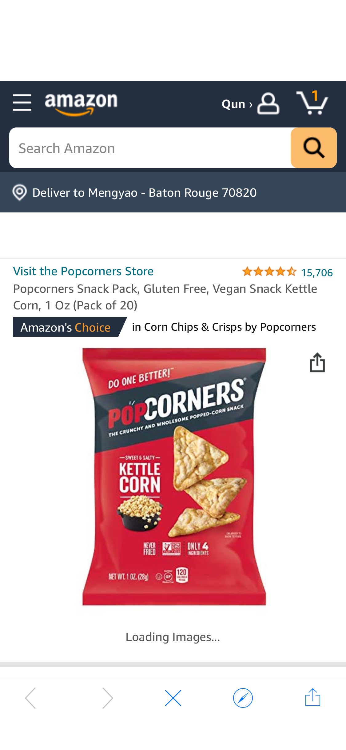 Amazon.com : Popcorners Snack Pack, Gluten Free, Vegan Snack Kettle Corn, 1 Oz (Pack of 20) : Everything零食 Else