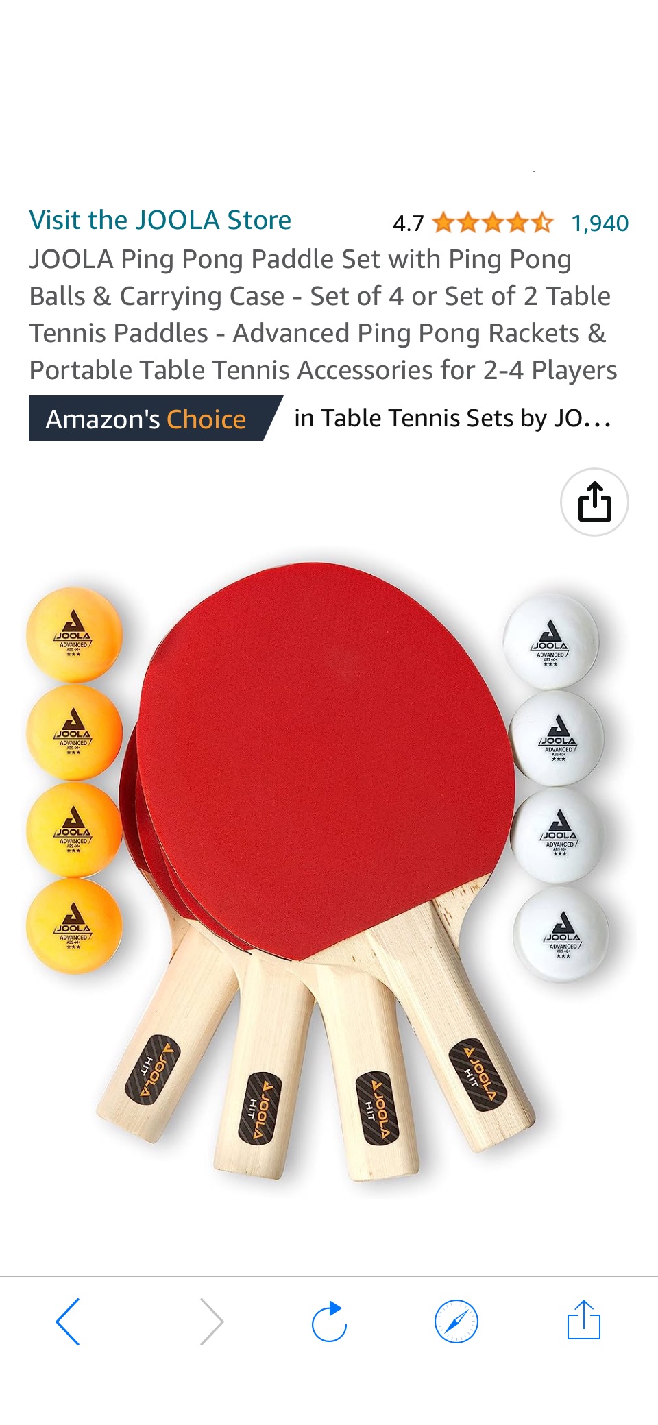 Amazon.com: JOOLA All-in-One Indoor Table Tennis Hit Set (Bundle Includes 4 Rackets/Paddles, 8 Balls, Carrying Case), Multi, One Size (59152) : Everything Else原价39.99