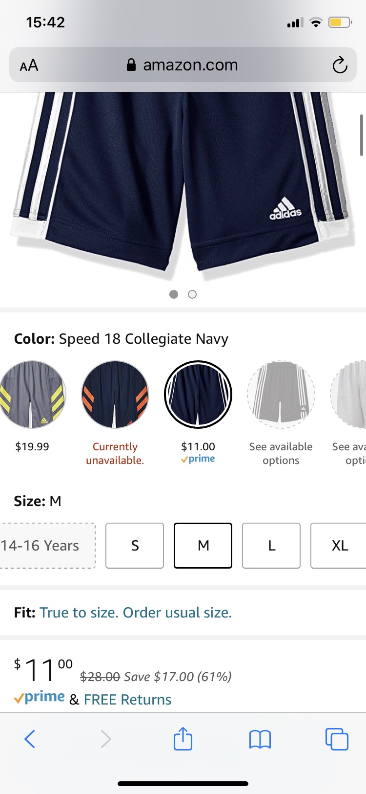 Amazon.com: adidas Boys' Big Active Sports Athletic Shorts, Speed 18 Collegiate Navy, Medium: 大童运动短裤