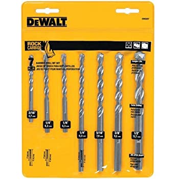 Amazon.com: DEWALT Masonry Drill Bit Set, Percussion, 7-Piece (DW5207) 钻头套装