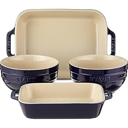 Ceramic 4-pc Baking Dish and Bowl Set - Dark Blue