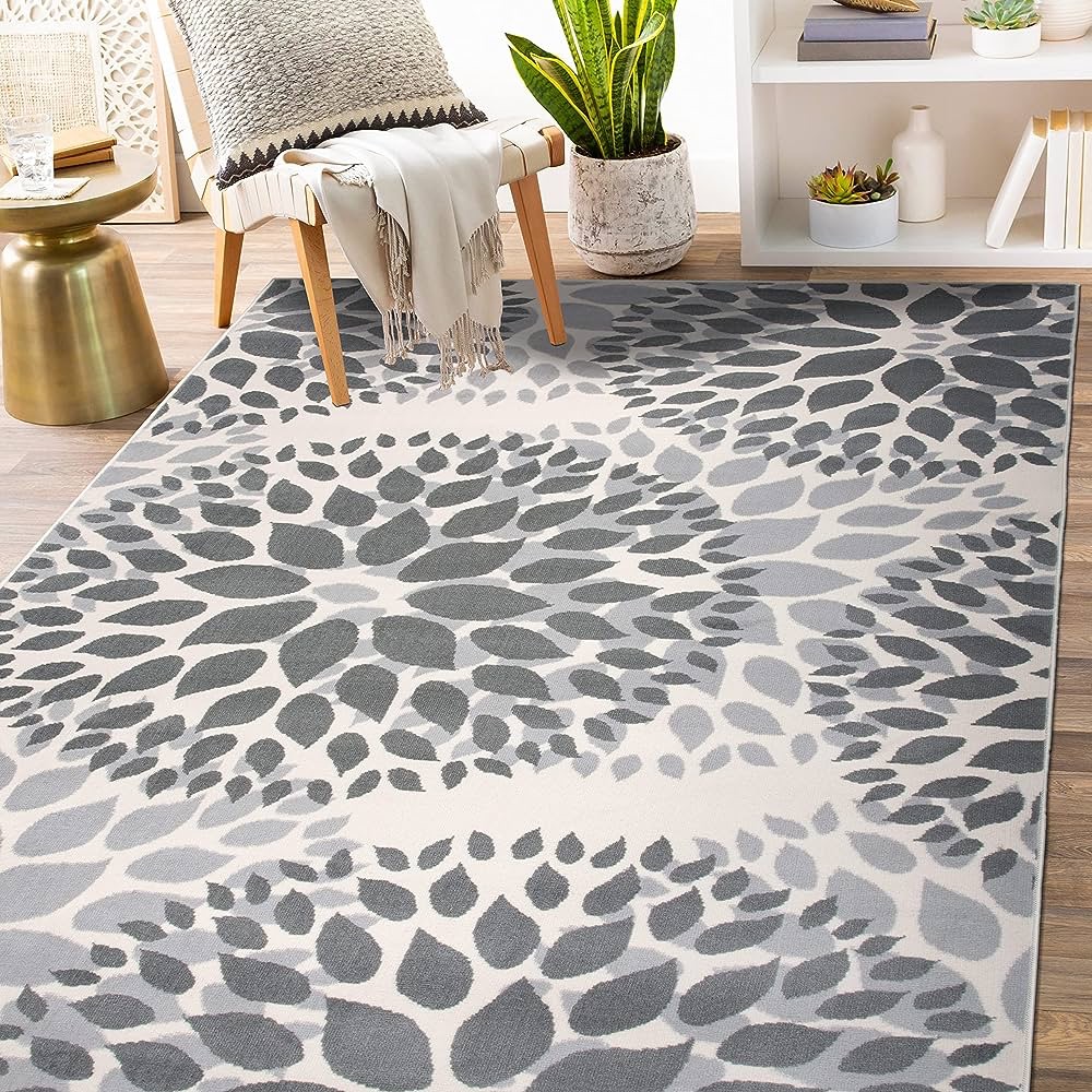 Amazon.com: Rugshop Modern Floral Circles Design for Living Room,Bedroom,Home Office,Kitchen Non Shedding Area Rug 3'1" x 5' Gray : Home & Kitchen