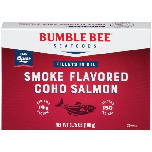 Bumble Bee Smoke Flavored Red Coho Salmon Fillets in Oil, 3.75 oz (Pack of 1) - 19g Protein - Skinless, Boneless - Great for Snacks & Recipes - Gluten Free B07J5T163J