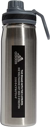 Amazon.com: adidas 600 Ml (20 Oz) Metal Water Bottle, Hot/Cold Double-Walled Insulated 18/8, Stainless Steel/Onix Grey/Black, One Size : Home &amp; Kitchen