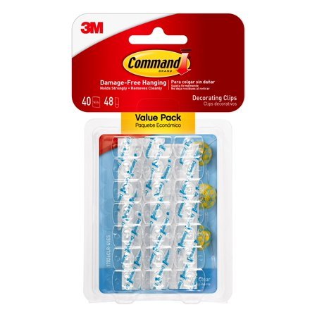3M Command Decorating Clips, Use 1 clip to hang 2 feet of lights, Decorate Damage-Free, Indoor, Value Pack, Hangs up to 80 feet of lights (17026CLR-40ES) @ Walmart