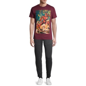 $9 Flash - DC Comics Flash Logo & Action Shot Men s and Big Men s Graphic T-Shirt, 2-Pack 标志和动作镜头男士和大号男士图案 T 恤,2 件套