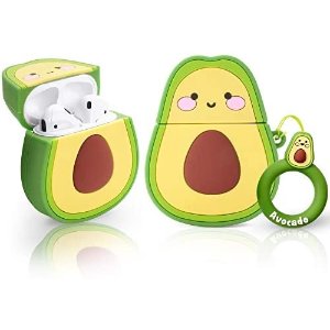 ODUMDUM 3D Cute Avocado Air Pods Case Cover Silicone Skin