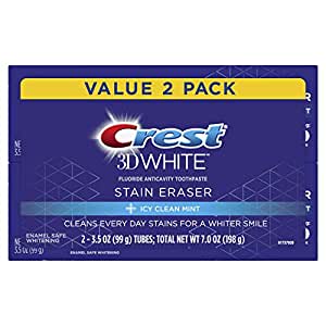 Amazon.com : Crest 3D White Stain Eraser Whitening Toothpaste, Icy Clean Mint, 2 Count : Beauty &amp; 牙膏