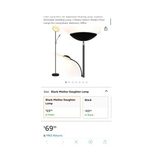$21 BoostArea Floor Lamp, LED 20W/2000LM Bright Torchiere Floor Lamp with 5W Adjustable Reading Lamp