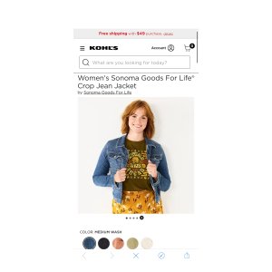 $12.5 Women s Sonoma Goods For Life® Crop Jean Jacket