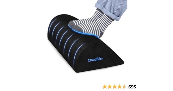  CloudBliss Foot Rest for Under Desk at Work,Office Desk  Accessories with Memory Foam and Washable Removable Cover, Foot Stool for  Office, Car, Home to Foot Support and Relax Ankles, Black 
