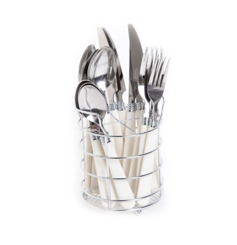Gibson Home 刀叉勺餐具16件套带金属收纳架
