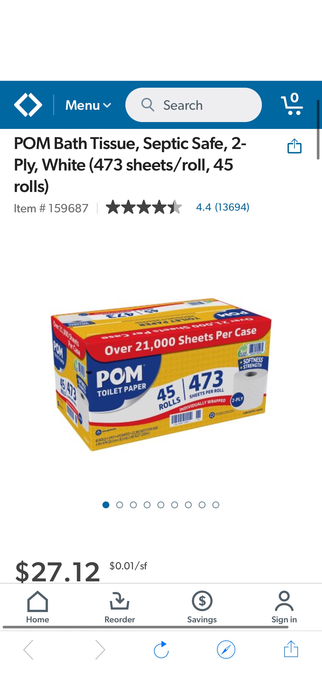 POM Bath Tissue, Septic Safe, 2-Ply, White (473 sheets/roll, 45 rolls) - Sam's Club