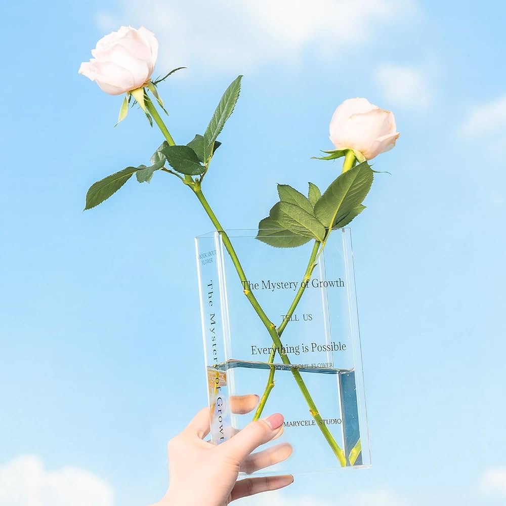 Amazon.com: Marycele Acrylic Book Vase, Flower Vase for Room Decor Aesthetic, Unique Vases Gifts for Women, Funky Wedding/Office/Living Room/Home Decor, Home Essential Apartment Must Haves for Book Lo