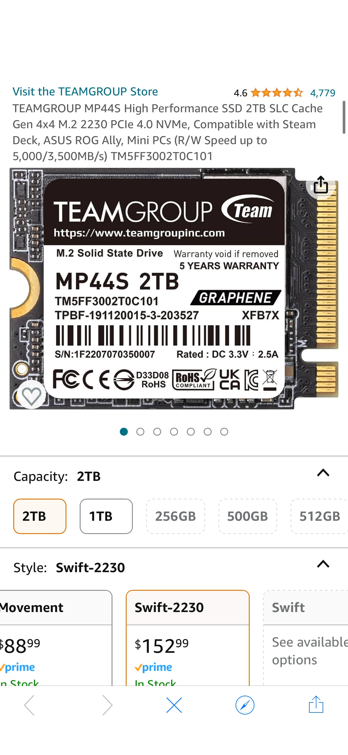 Amazon.com: TEAMGROUP MP44S High Performance SSD 2TB SLC Cache Gen 4x4 M.2 2230 PCIe