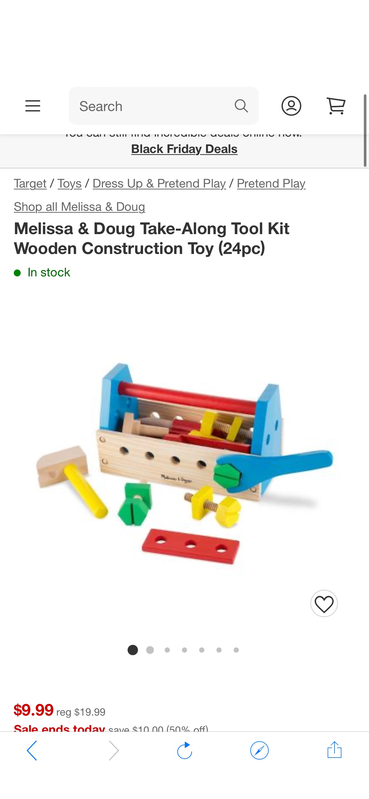 儿童木质工具箱Melissa & Doug Take-along Tool Kit Wooden Construction Toy (24pc) : Target