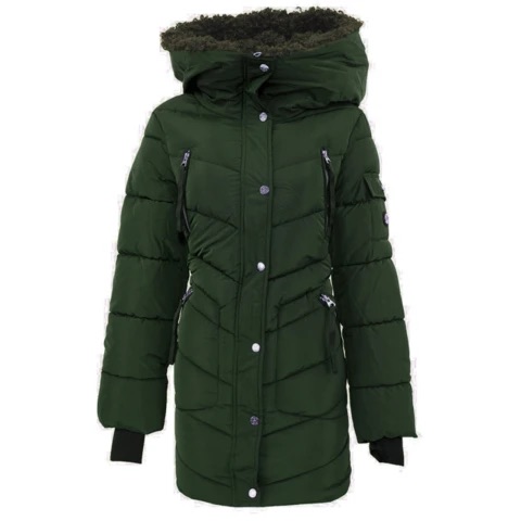 Jessica Simpson Women's Sherpa Lined Hood Chevron Puffer Jacket – Proozy羽绒服