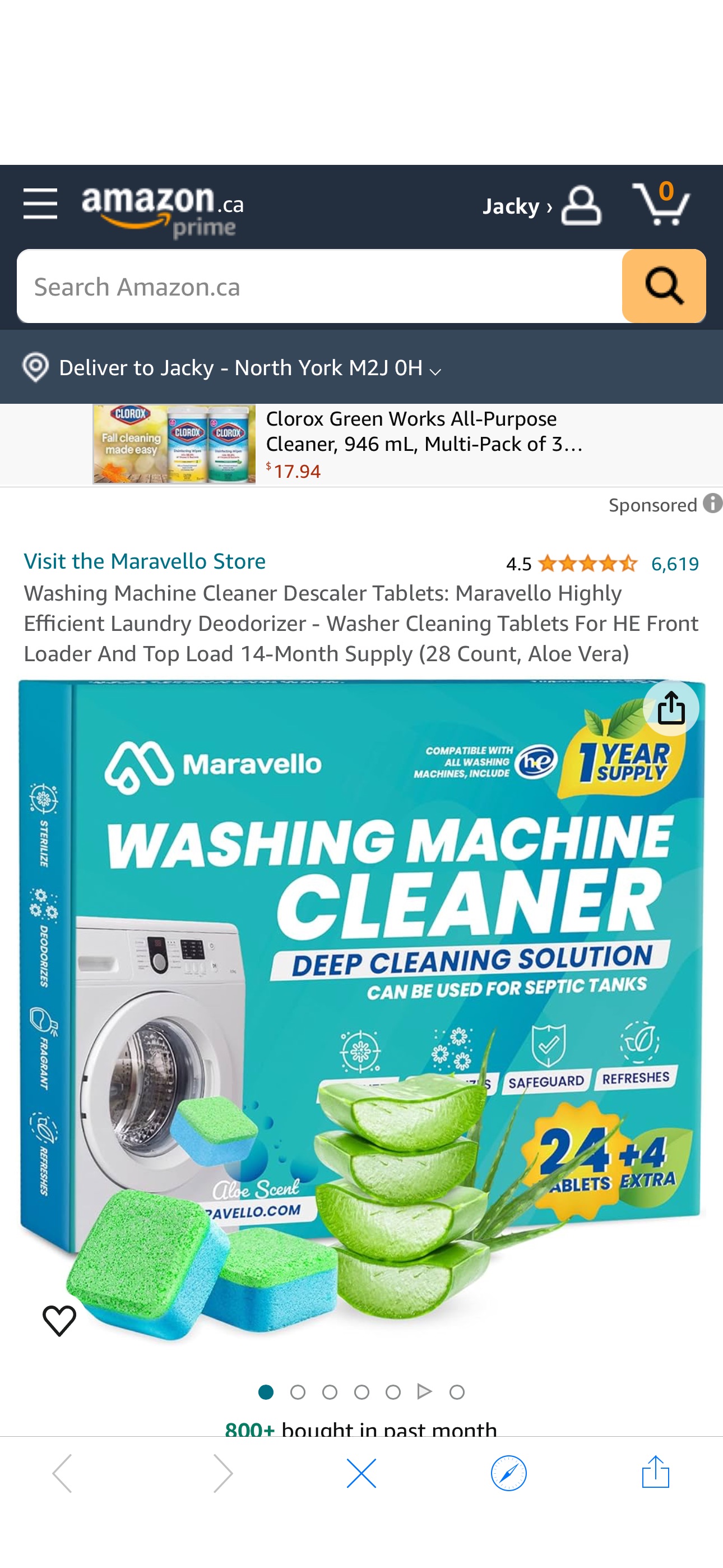 Washing Machine Cleaner Descaler Tablets: Maravello Highly Efficient Laundry Deodorizer - Washer Cleaning Tablets For HE Front Loader And Top Load 14-Month Supply (28 Count, Aloe Vera) : Amazon.ca: He