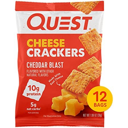 Quest Nutrition Cheese Crackers, Cheddar Blast 12 Count (1.06 oz bags)