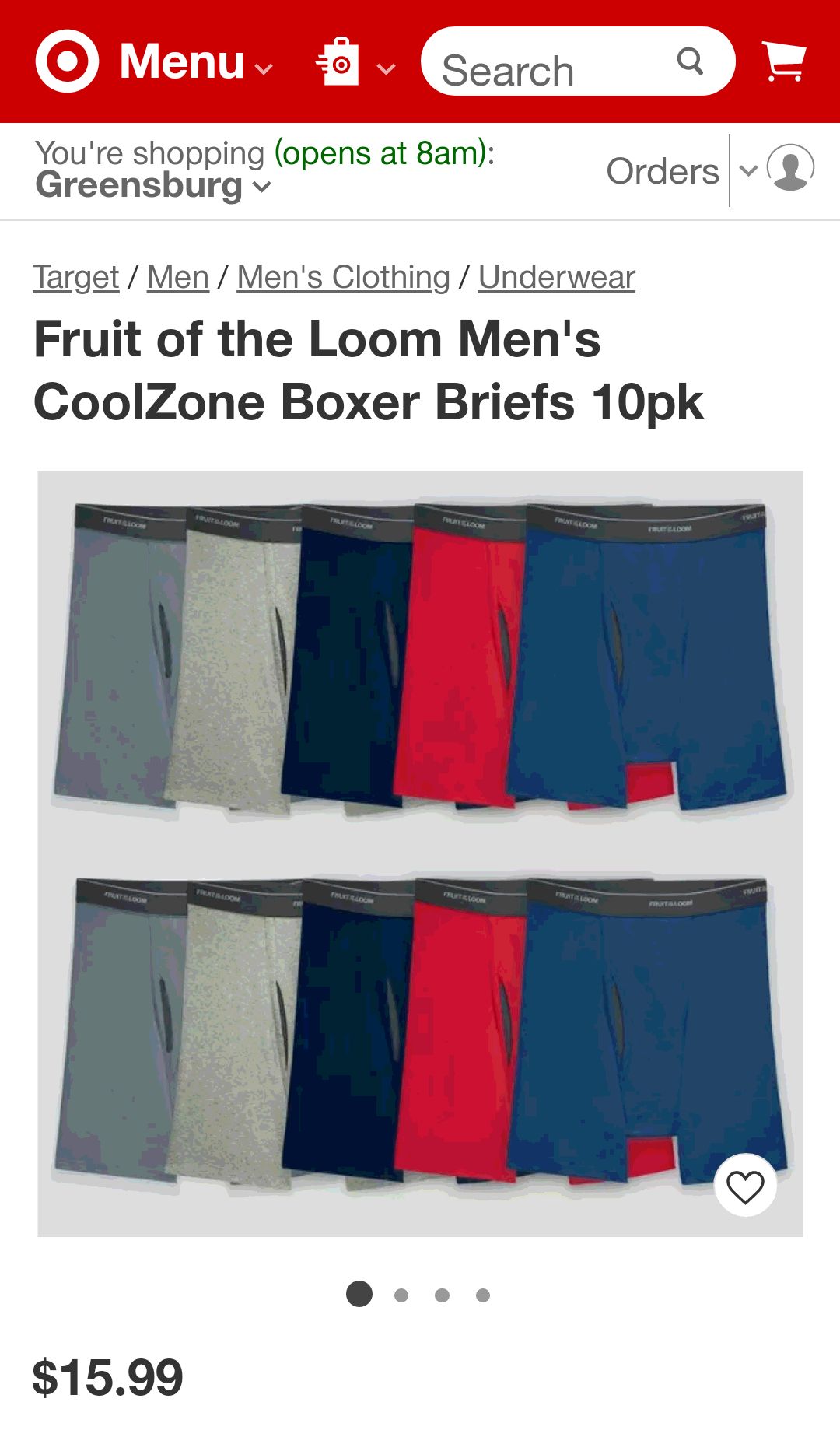 Fruit Of The Loom Men's Coolzone Boxer Briefs 10pk 男士 平角内裤