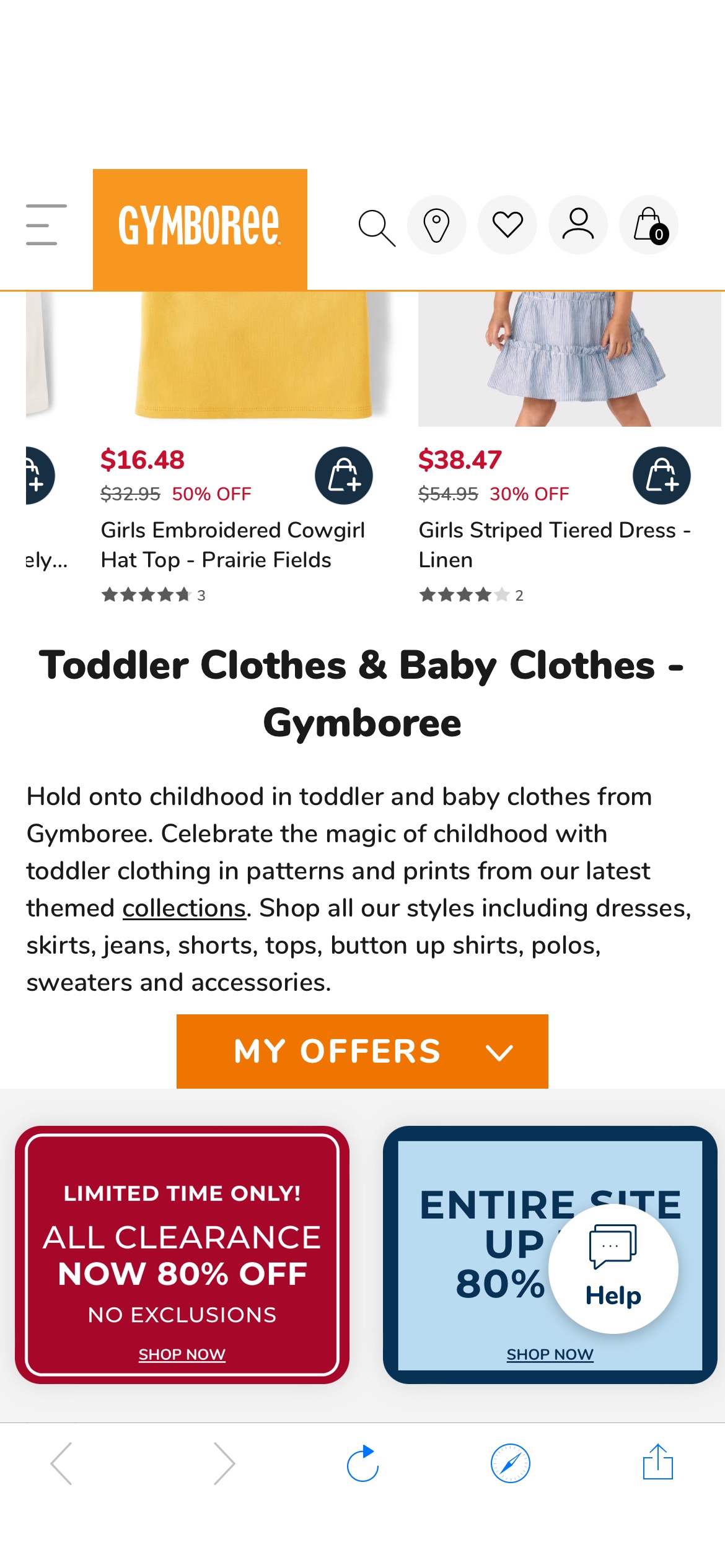 Toddler Clothes & Baby Clothes | Gymboree Gymboree：

所有清仓打八折！