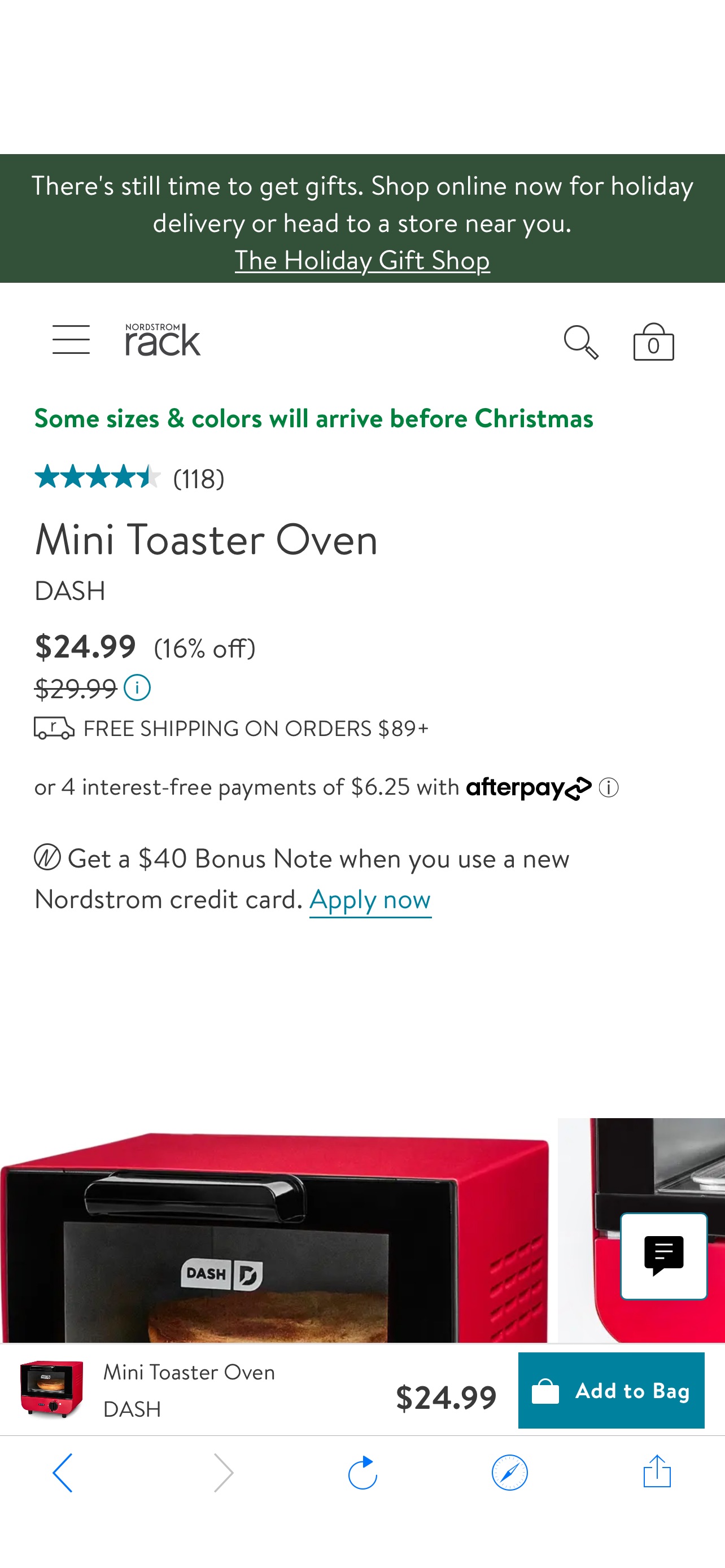 迷你烤箱Dash Mini Toaster Oven | Nordstromrack