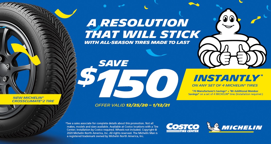 costco tires购买4个米其林轮胎,立减$150