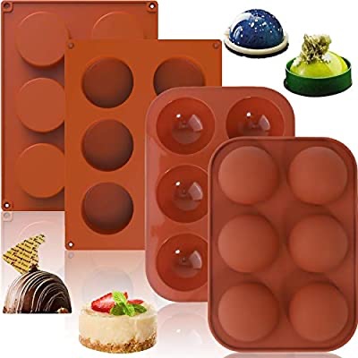 半球形巧克力/蛋糕硅胶模具Amazon.com: Medium Semi Sphere Silicone Mold, 6 Holes Round Chocolate Cookie Molds, Silicone Molds for Chocolate Covered dessert