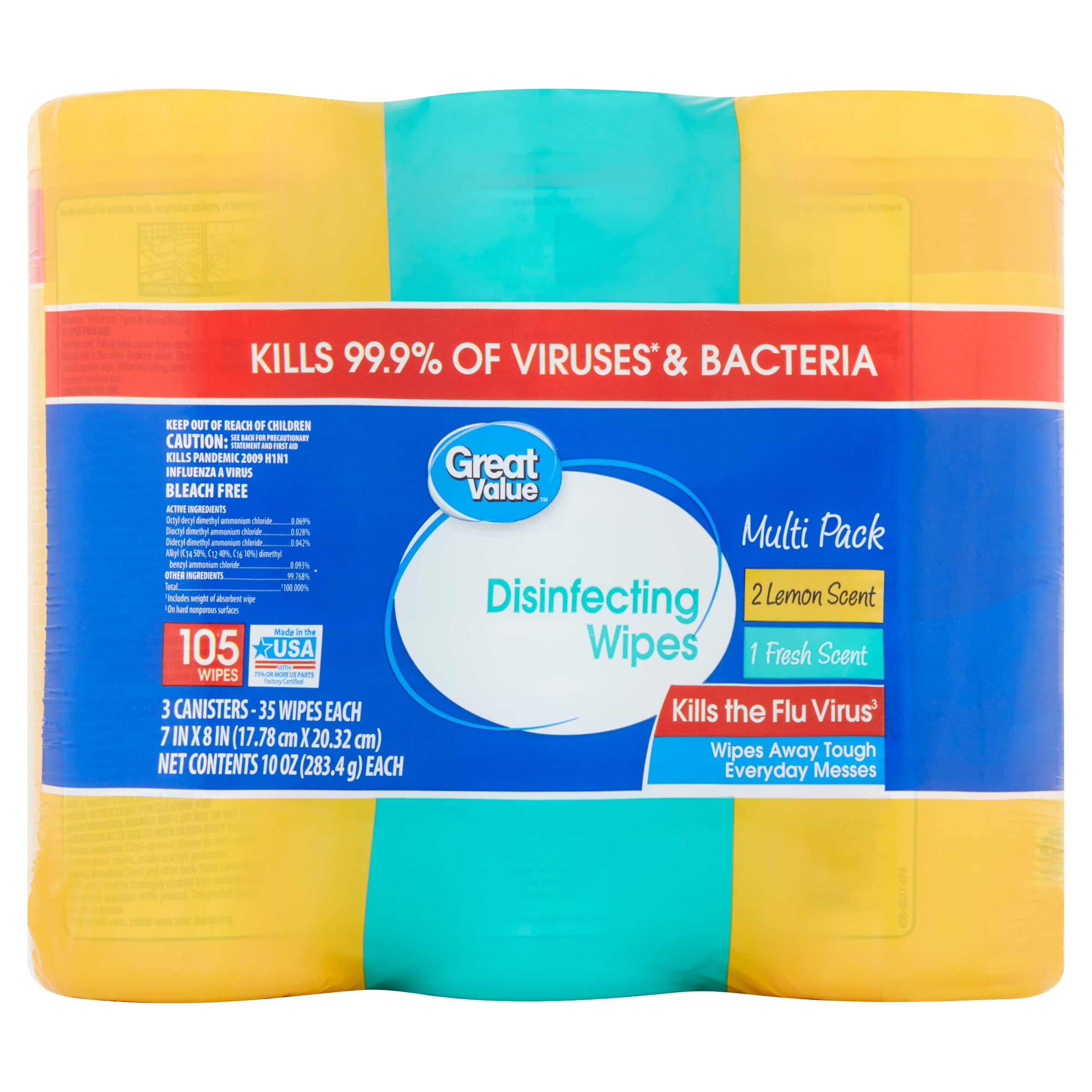 沃尔玛自家品牌的消毒湿纸巾Great Value Disinfecting Wipes Multi Pack, 35 count, 3 pack - Walmart.com