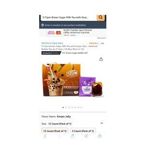 $1.8 Amazon.com: 3:15pm Brown Sugar Milk Tea with Konjac Jelly三点一刻黑糖珍珠奶茶