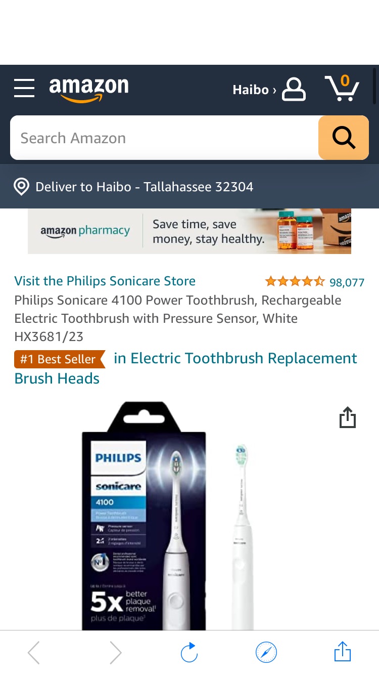 Amazon.com: Philips Sonicare 4100 Power Toothbrush, Rechargeable Electric Toothbrush with Pressure Sensor, White HX3681/23 : Health & Household