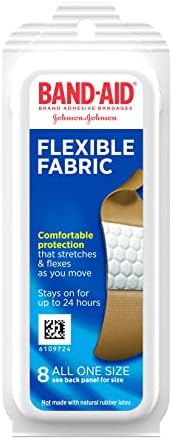 Amazon.com: Band-Aid Brand Flexible Fabric Adhesive Bandages for Wound Care and First Aid, All One Size, 8 ct : 补货