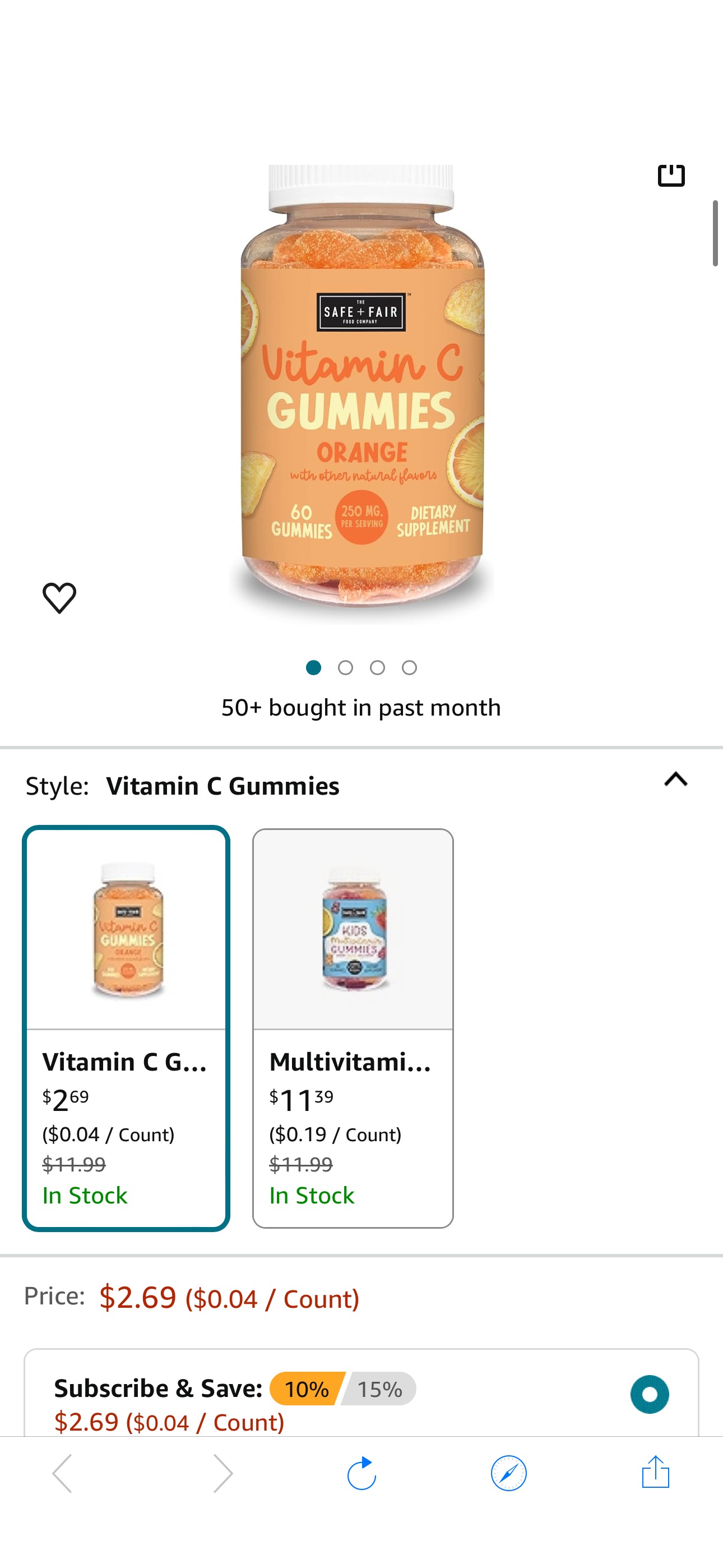 Amazon.com: Safe and Fair Vitamin C Gummies for Immune Support Supplement, Chewable Supplement for Adults and Kids, Delicious Orange Flavor, 30 or 60 Servings : Health & Household