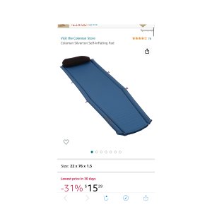 $15.29 Amazon.com: Coleman Sleeping Pad | Silverton Self Inflating Camp Pad : Sports & Outdoors