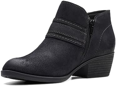 Amazon.com | Clarks Women&#39;s Charlten Bay Ankle Boot, Black Suede, 6.5 | Ankle &amp; Bootie