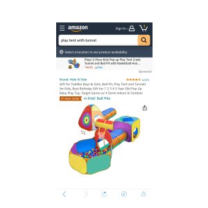 $49.85 Amazon.com: Gift for Toddler Boys & Girls, Ball Pit, Play Tent and Tunnels for Kids, Best Birthday Gift for 1 2 3 4 5 Year Old 儿童海洋球隧道帐篷