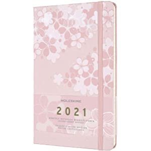 Moleskine Limited Edition Sakura 12 Month 2021 Monthly Planner, Hard Cover, Large (5"x 8.25")