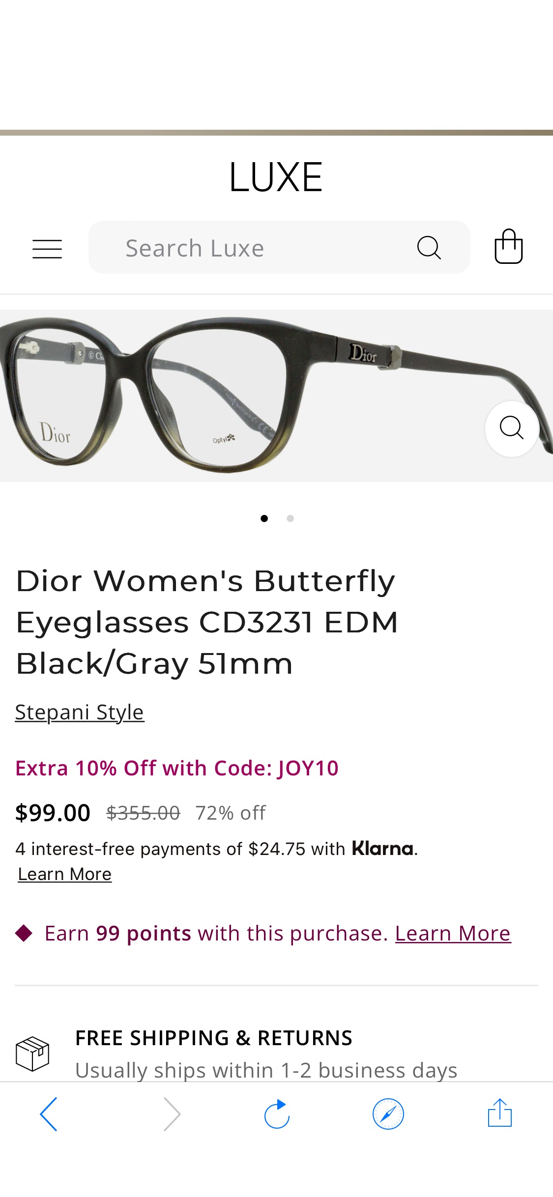 Dior Women's Butterfly Eyeglasses CD3231 EDM Black/Gray 51mm – Shop Premium Outlets