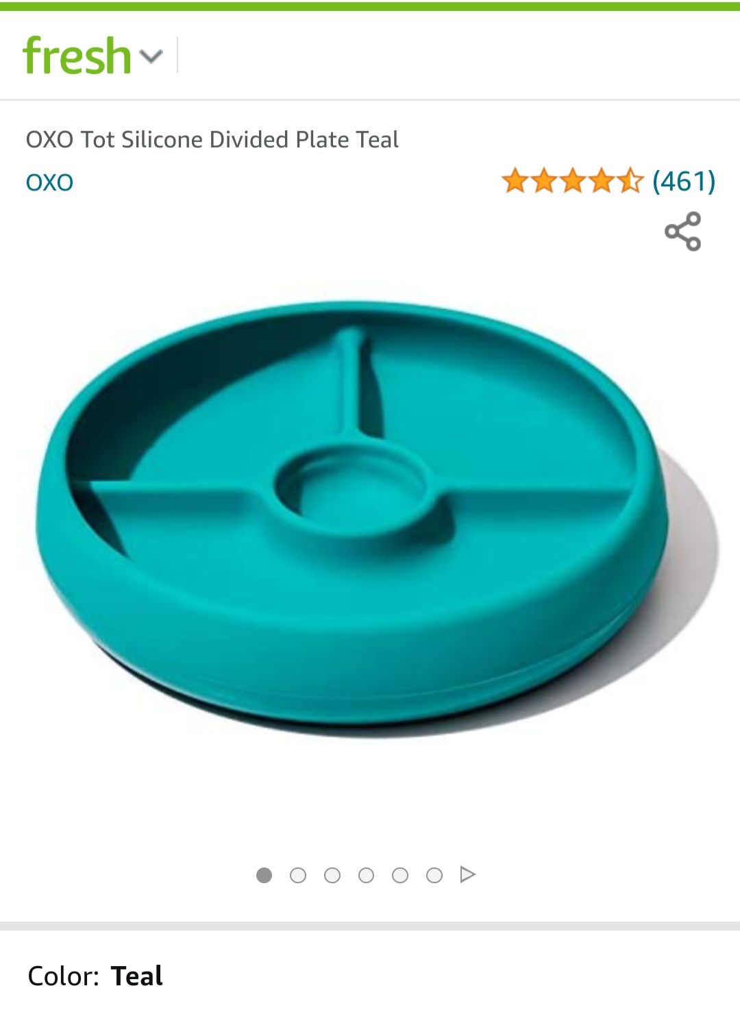 OXO Tot Silicone Divided Plate Teal : Baby