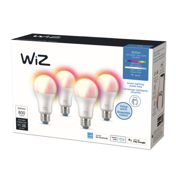 WiZ A19 智能彩色灯泡 4个装