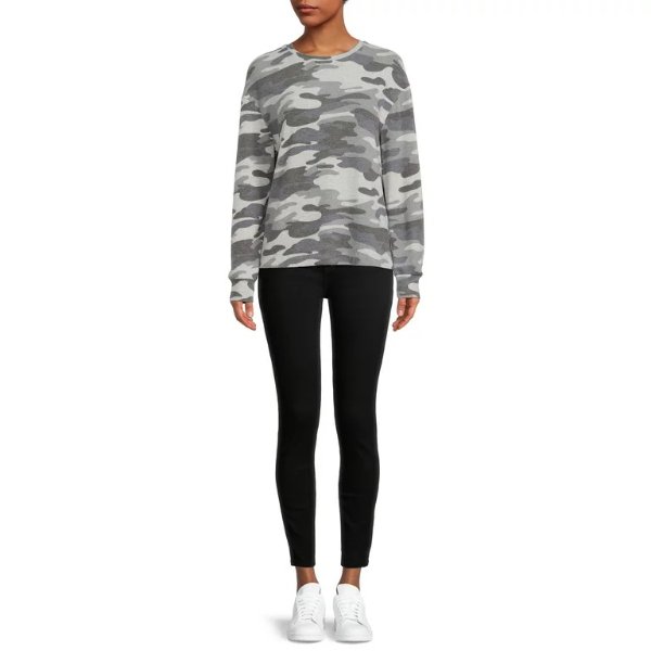 Time and Tru Women's Hacci Crew Neck Pullover