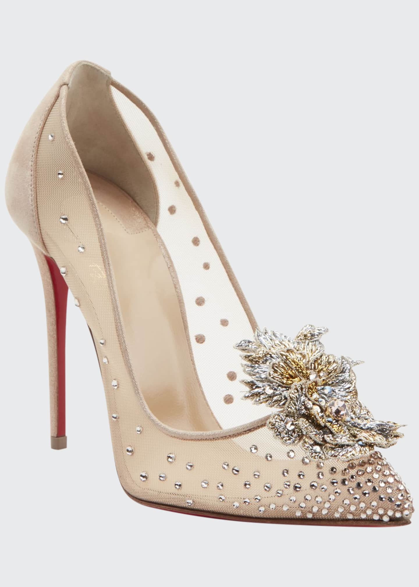 Christian Louboutin Mare Embellished Mesh Red Sole Pumps美炸了