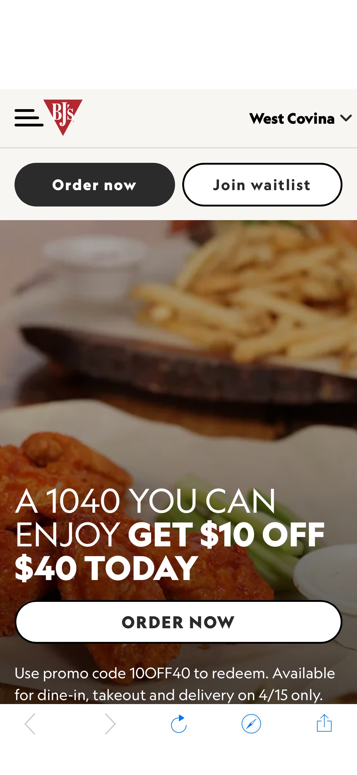 BJ’s Restaurants – On Apr. 15, BJ’s Restaurants gives $10 off $40 orders (promo code: 10OFF40) for take-out or delivery. Enjoy their signature dishes like Deep Dish Pizzas, Hand-Crafted Burgers, Baby 