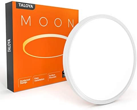 TALOYA Flush Mount 12 Inch Ceiling Light (Milk White Shell), 20W Surface Mount LED Light Fixture for Bedroom Kitchen,3 Color Temperatures in One（3000k/4000k/6500k),0.94 Inch Thickness Round