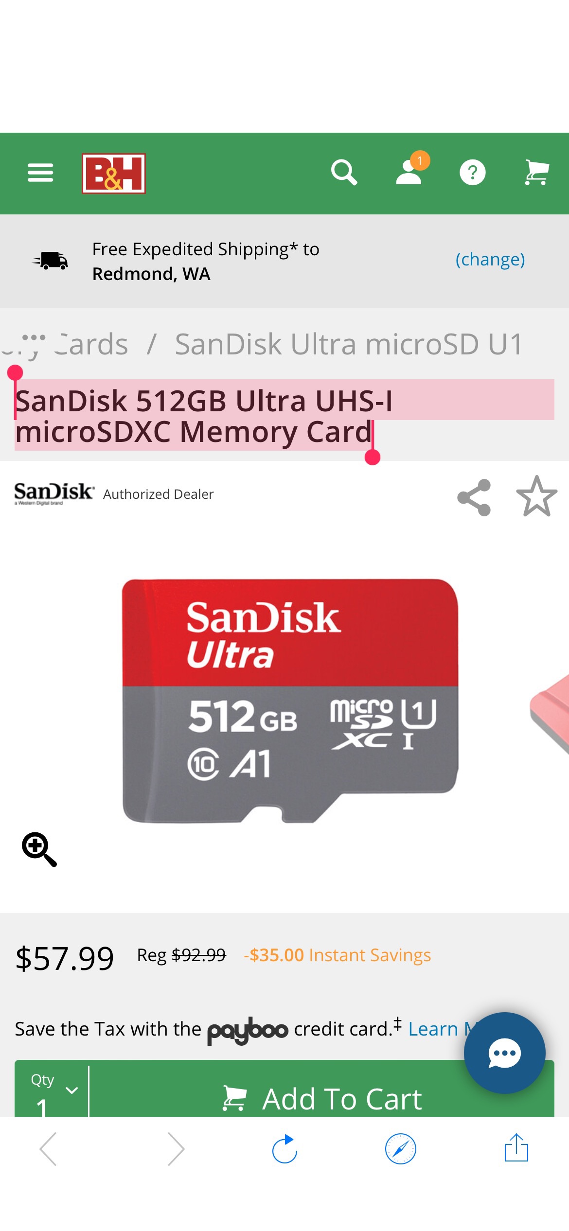 SanDisk 512GB Ultra UHS-I microSDXC Memory SDSQUA4-512G-GN6MA